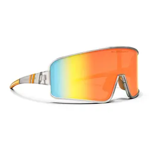 Blenders Eyewear Eclipse Saturn Cloud Sunglasses - Polarized Orange Mirror Lenses UV400 Protection Scratch-Resistant Matte Clear Frame Adjustable Nose Pads & Temple Tips