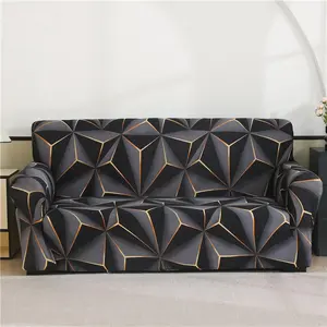 Geometric Pattern Stretchable Sofa Cover with 1 Pillowcase, 1 Count Soft Comfortable Breathable Elastic Sofa Slipcover, Sofa Protector for Home Living Room Bedroom Hotel Dormitory