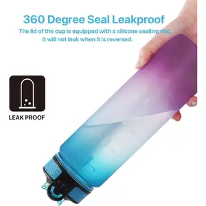 32 oz Water Bottle with Time Marker, Carry Strap, Leak-Proof Tritan BPA-Free, Ensure You Drink Enough Water for Fitness, Gym, Camping, Outdoor Sports