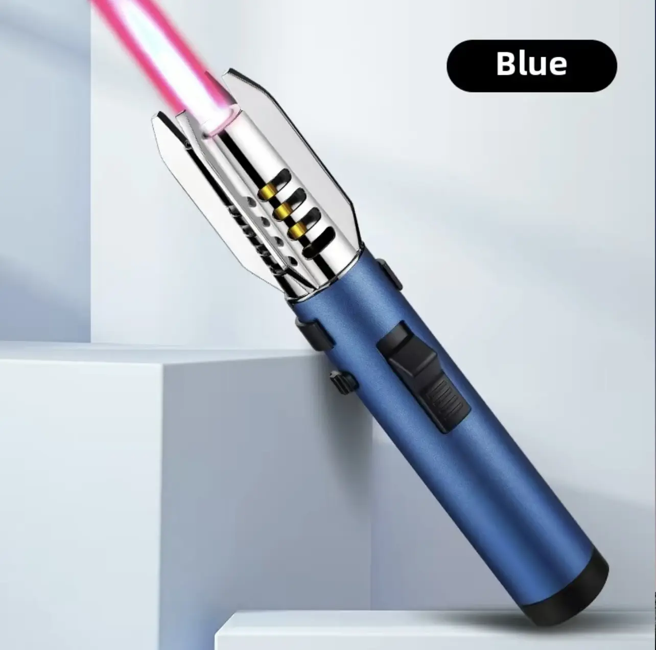 Flame Sword Torch Lighter, Black Long Windproof & Refillable with Adjustable Jet Flame for BBQ, Campfire, and Candles, Flame Sword Lighter