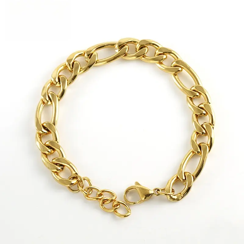 Figaro Chain Bracelet in Stainless Steel for Men & Women, Retro Streetwear Jewelry, Waterproof & Adjustable Size, Ideal as a Matching Set, Alternating 3:1, Bangle, Casual