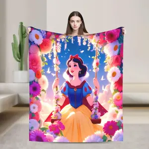 DISNEY CLASSIC Snow White Flannel Blanket - Soft, Warm, Lightweight with Vibrant Cartoon Design, Sofa, Bed, Office, Blanket for Couch