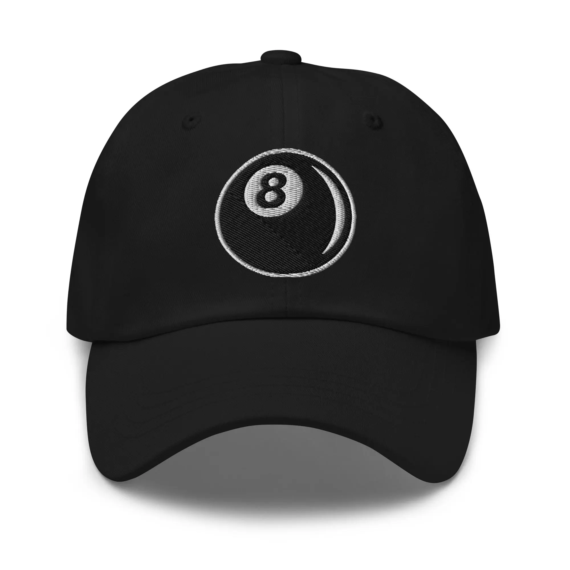 Eight-Ball Billiards Dad Hat – Embroidered Pool 8 Ball Baseball Cap for Cue Sport Fans & Alternative Streetwear