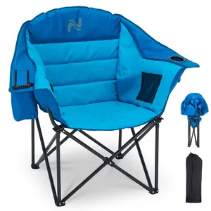 MOPHOTO Folding Camping Chair,Portable Fully Padded Folding Chairs with Armrest Outdoor Sports, Lawn Chair Patio Lounge Chairs 400 LBS Capacity