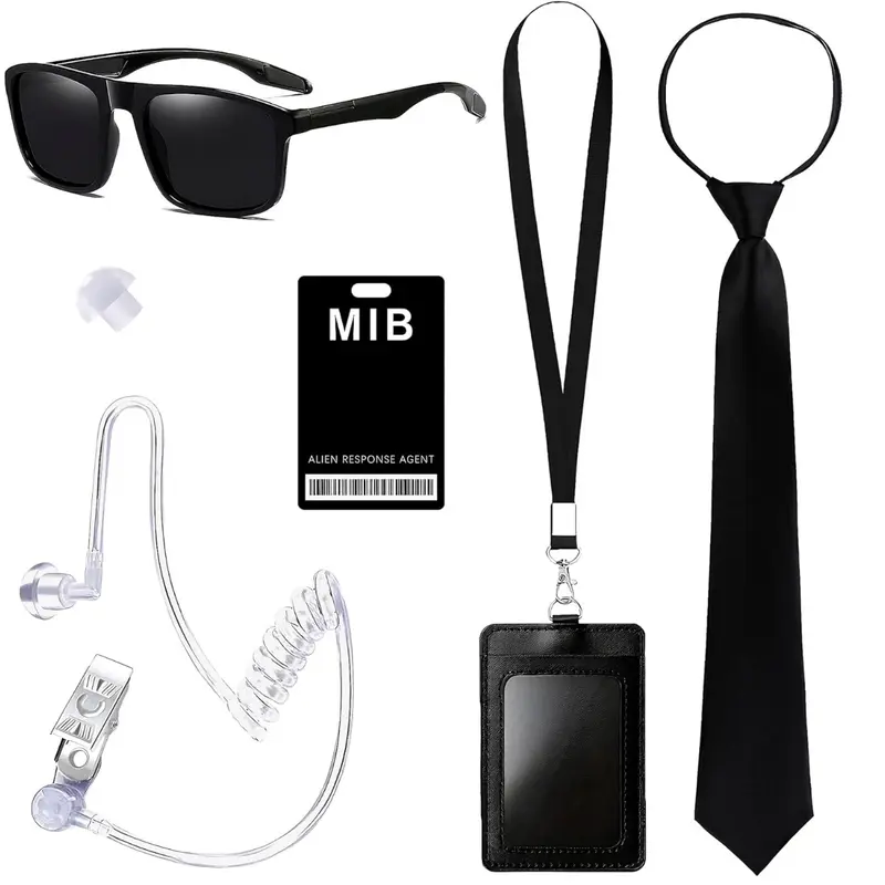 6PCS MIB Agent Costume Accessories, Secret Service Costume Set Spy Costume Accessories for man, women, small boys and small girls for Cosplay