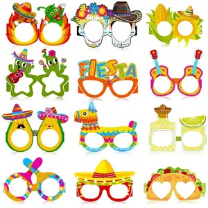 4/8pcs Mexican Carnival Party Decor Paper Goggles, Colorful Mexican-Themed Eyewear, Party Supplies, Taco Cactus Pinata Cinco de Mayo Costume Photo Booth Props Let's Fiesta Favor, Perfect for Festival Photo Background Props and Party Giveaways