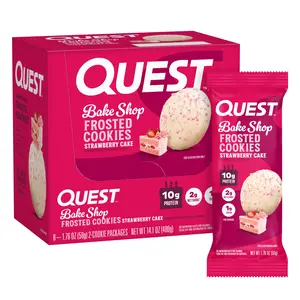Frosted Cookies Twin Pack, Strawberry Cake, 1g Sugar, 10g Protein, 2g Net Carbs, Gluten Free, 16 Cookies