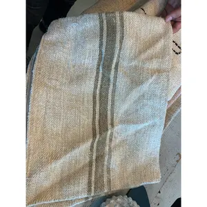 Dark Green Stripe Feed Sack Pillow