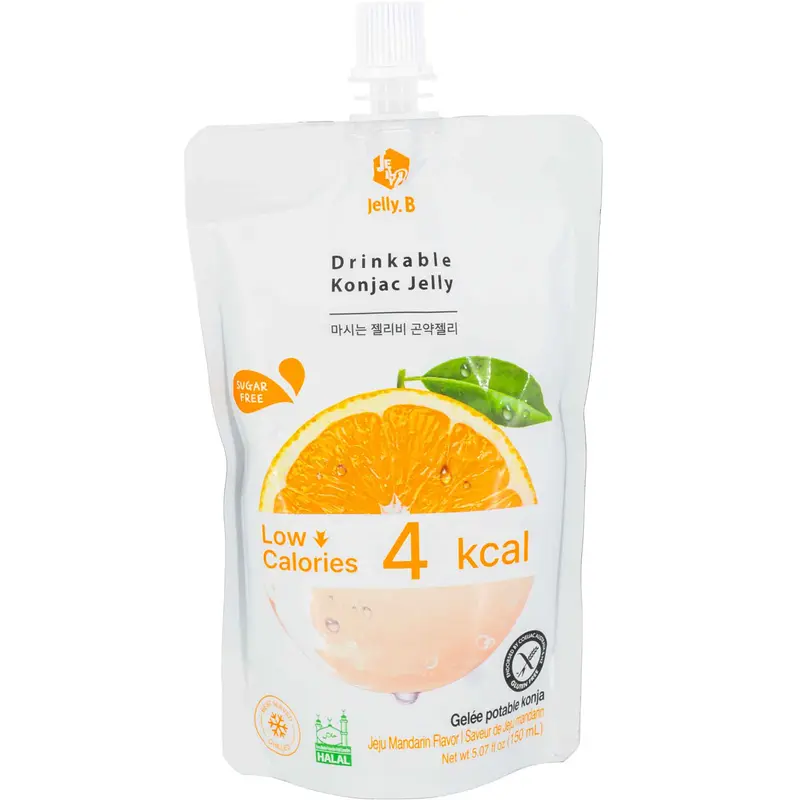 Jelly.B Low-Calorie Sugar-Free Drinkable Konjac Jelly - Tangy Ambient Jeju Mandarin Flavor, No Artificial Sweeteners Natural Drinkable Gel Dessert Snack, 1 Pack