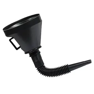 Wide Mouth Funnel Thick Plastic Funnel with Handle and Filter, Automotive Funnels - Black Flexible Design