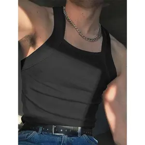 Men's fashionable minimalist vest, summer solid color sleeveless vest, suitable for daily sports wear