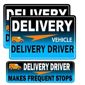 Flex Delivery Driver Car Magnet, 3PCS Frequent Stops Removable Set, Delivery Vehicle Magnet Car Door and Bumper Sign, High Reflective Waterproof Weather-Resistant