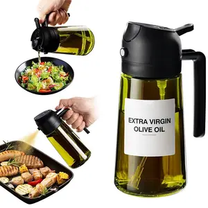 470ML 2 in 1 Portable Oil Sprayer and Dispenser, Plastic Kitchen Spray Bottle for Cooking, BBQ, Air Frying, Baking, Salad, Olive Oil Sprayer and Pourer, Cooking Oil Container, Kitchen Gadgets