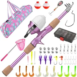 Kids Fishing Pole, Portable Telescopic Fishing Poles for Boys and Girls, Fishing Rod and Reel Combo Kit with Tackle Box Bag Net, Best Fishing Pole for Toddler Youth and Beginners