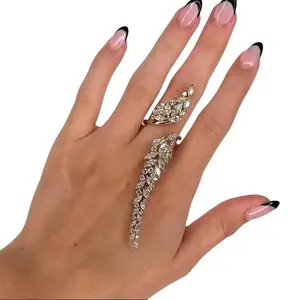 Sparkly Rhinestone Open Ring for Women, Adjustable Elegant Stackable Ring, Perfect Bridal Jewelry and Daily Wear Accessory