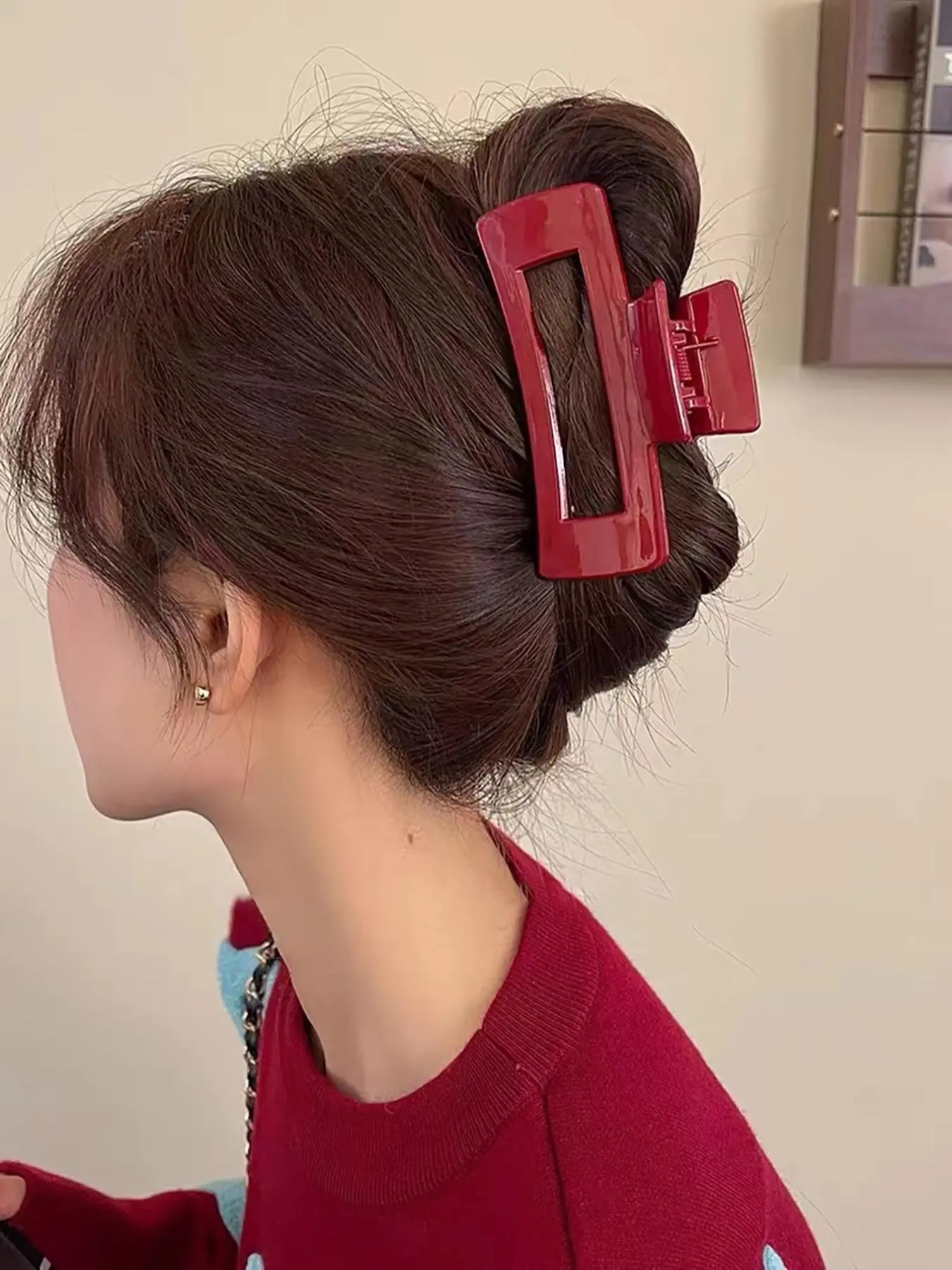Vintage Trendy Hair Claw Clip, Synthetic Claw Clip, Solid Color Square Hollow Out Design Hair Claw Clip for Women, Fashion All-match Hair Accessories for Girl Daily Hairstyles Ideas, Ponytail Claw Clip, Prom Mom Hair Clip, Claw Hair Clips