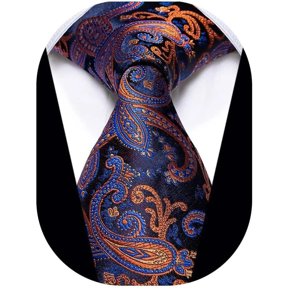 Men's Classic Paisley Silk Tie, Stylish Woven Jacquard Designer Neckwear for Formal Business & Wedding, Comes in a Gift Box, Classic Silk Tie, Stylish Tie Design