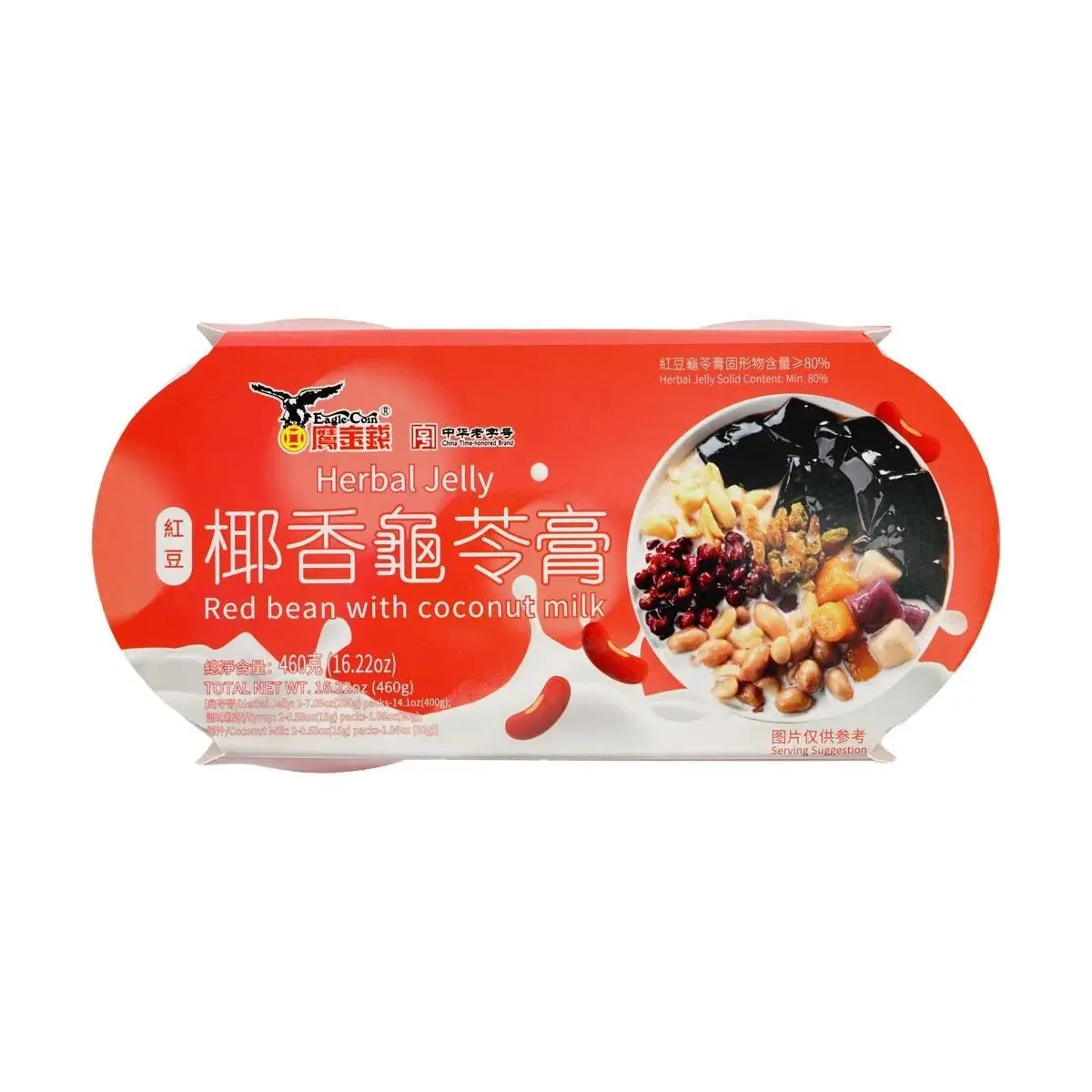 EAGLE COIN Red Bean Coconut Flavor Turtle Jelly, 16.22 oz