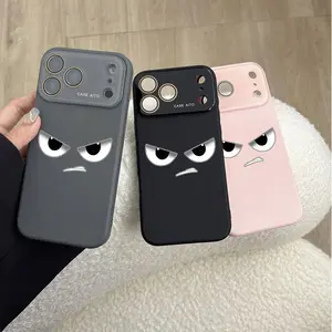 Funny Face Phone Case Ins Style Solid Color Ultra Skin Friendly Touch All Inclusive Lens Cover for Apple iPhone 17 Pro Max Plus Air/16/15/14/13/12/11