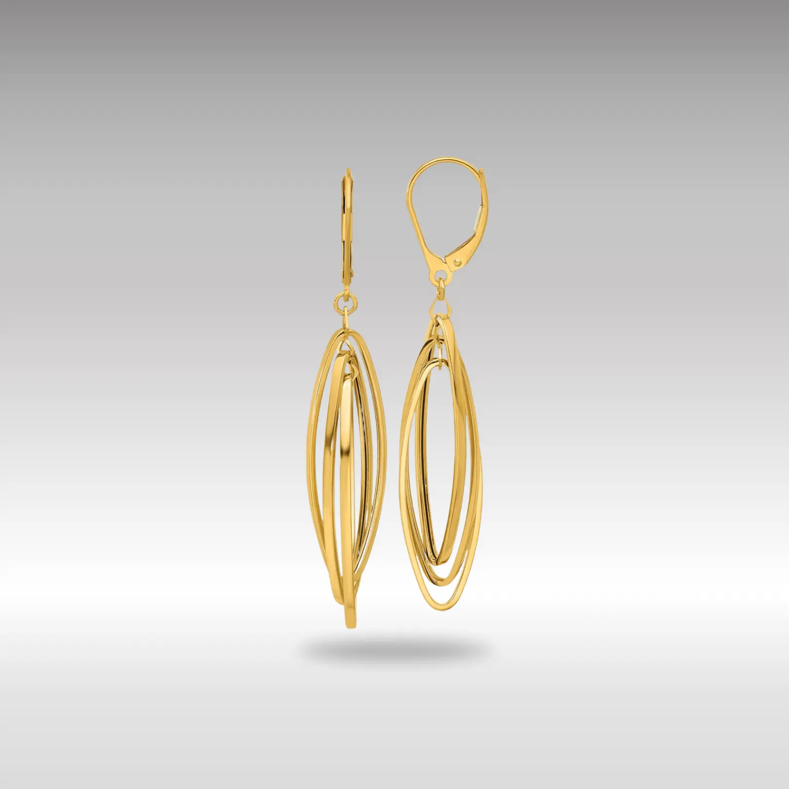 14K Gold Polished Oval Twisted Dangle Leverback Earrings - Model TF2324