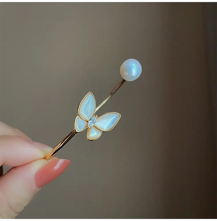 SR Pearl Co. Freshwater Perl ButterFly Bangle One Size Fits ALL Fits Bracelet up to L Size Women GIft