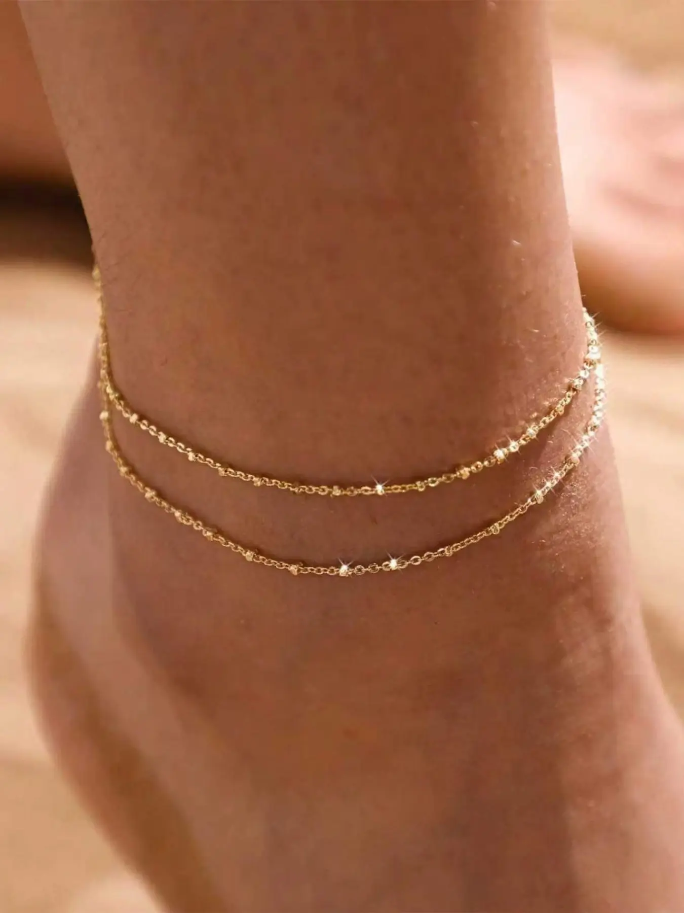 Minimalist Waterproof Stainless Steel Bead Accent Anklet, Foot Jewelry, Romantic Gift for Girlfriend, Perfect for Beach, Party & Daily Wear