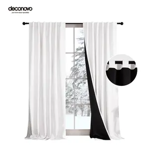 Deconovo Total Blackout Curtains (2 Panels & Back Tab|Rod Pocket) - Thermal Insulated,Soundproof Drapes With Black Liner for Living Room, Bedroom, Sliding Glass Door and Kitchen