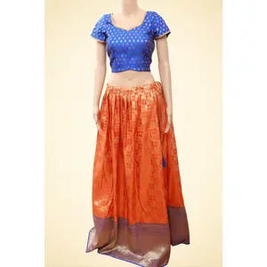 Traditional Banarasi Pattu Pavas Lehenga With Kanchi Border Blouse