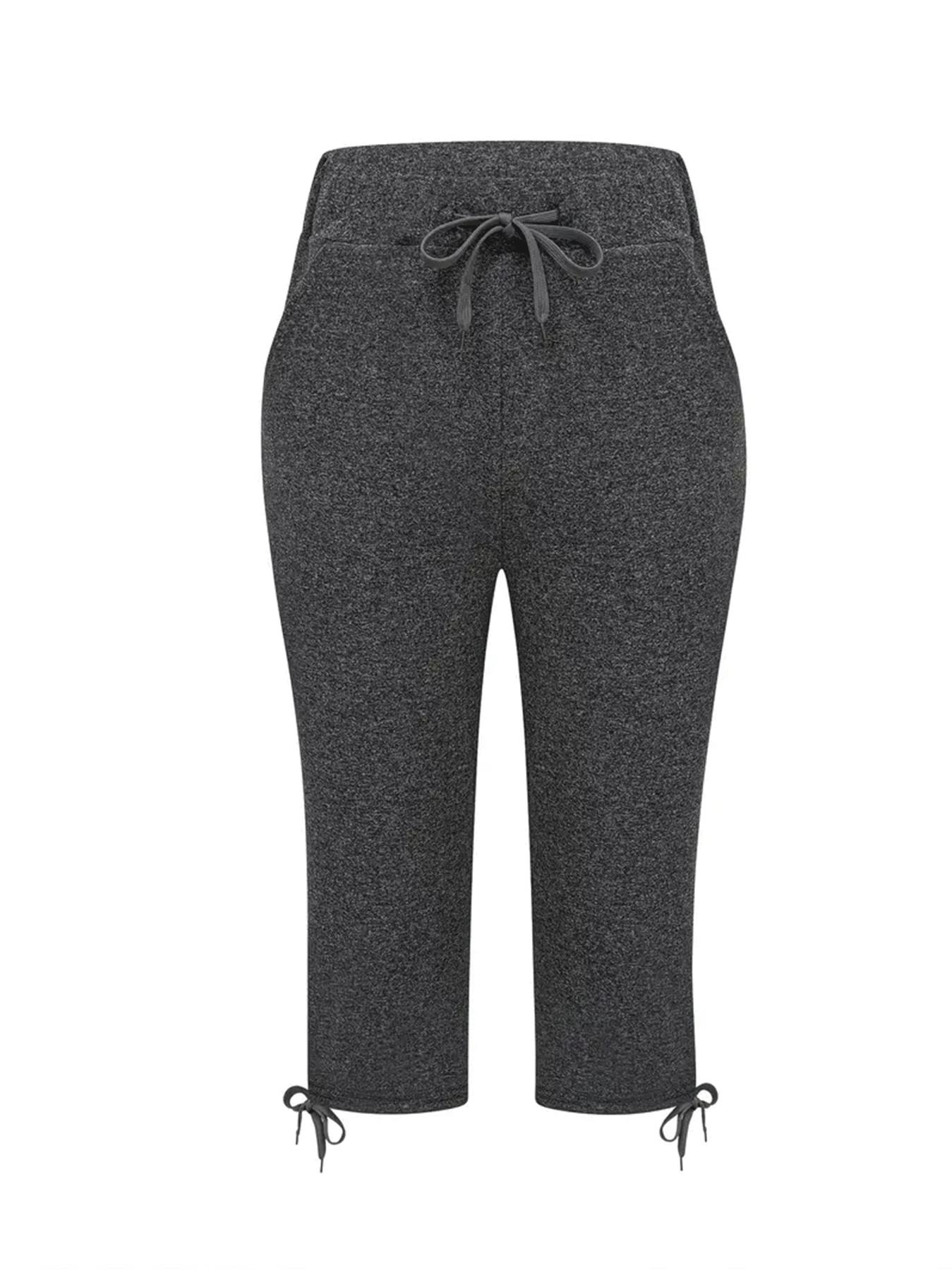 5pcs Women's Lightweight Capri Pants with Drawstring Waist - Loose Fit Casual Trousers, Mid-Stretch Machine-Washable Fabric, Solid Colors for Spring & Summer Casual Attire, Capri Leggings, Comfortable, Nontransparent Material