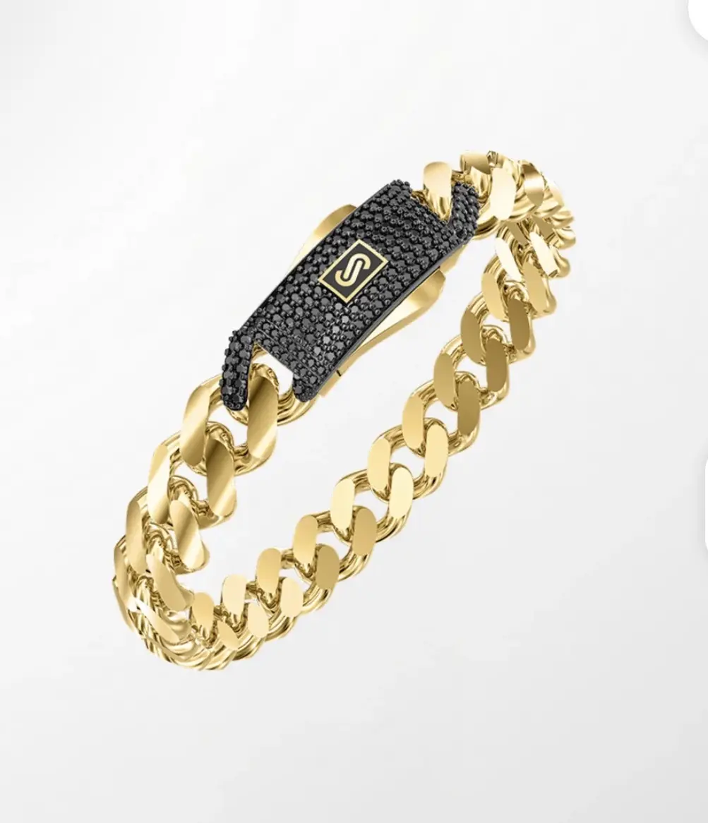 14K 4MM BLACK PAVE LOCK ORIGINAL MONACO BRACELET