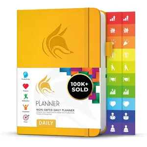 Daily Planner - Undated Planning Notebook with Hourly Schedule & To-Do List - Personal Day Task & Work Organizer, 6 Months ( Yellow)