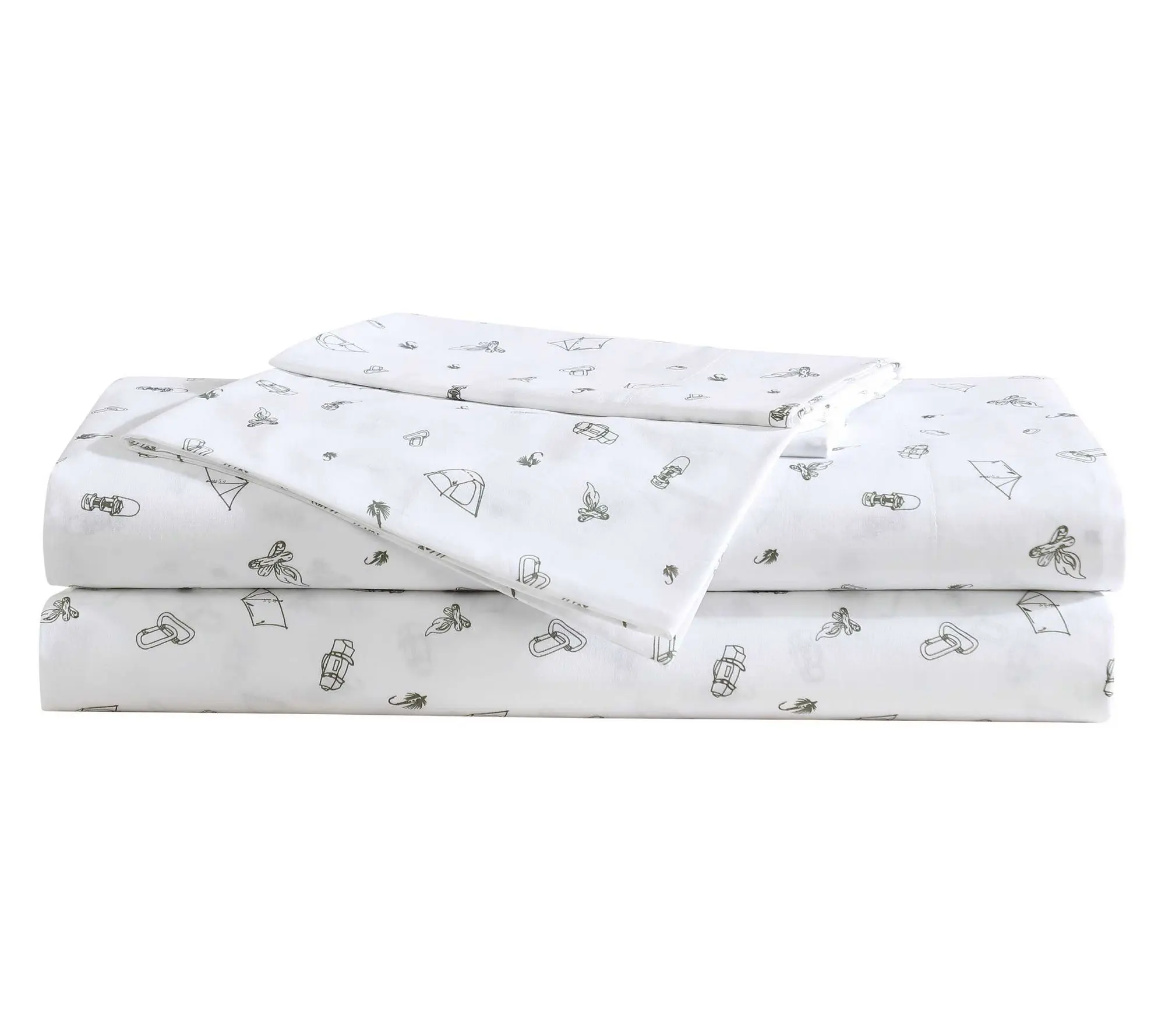 Eddie Bauer Camp Green-White Twin Sheet Set
