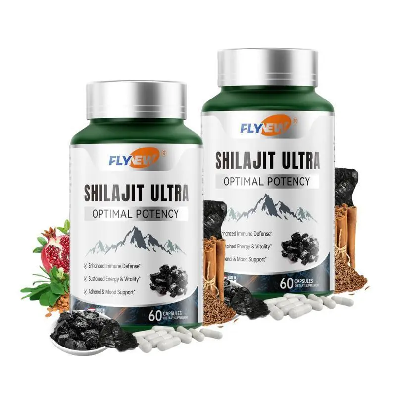 2 Bottles of FLYNEW Optimal Potency | Shilajit Ultra | Adaptogen Energy Stamina Immune Antioxidants | Made in USA | 120 Capsules Healthcare