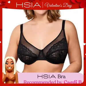HSIA Enchante Floral Lace Unlined Comfort Unpadded Full Coverage Plus Size Underwire Bra