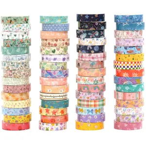 60 Rolls Value Washi Tape Pack Retro Arts Masking Tape Basic Patterns Decorative for DIY Crafts,  Journal Supplies, Planners, Scrapbook, Card/ Wrapping ( Candy)