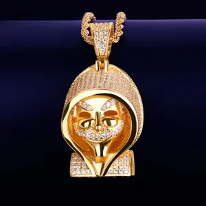 Men's Hip Hop Solid Color Steampunk Skull Pendant Necklace |   Real Gold Plated |   Edgy Gothic Bling for Urban Rebels