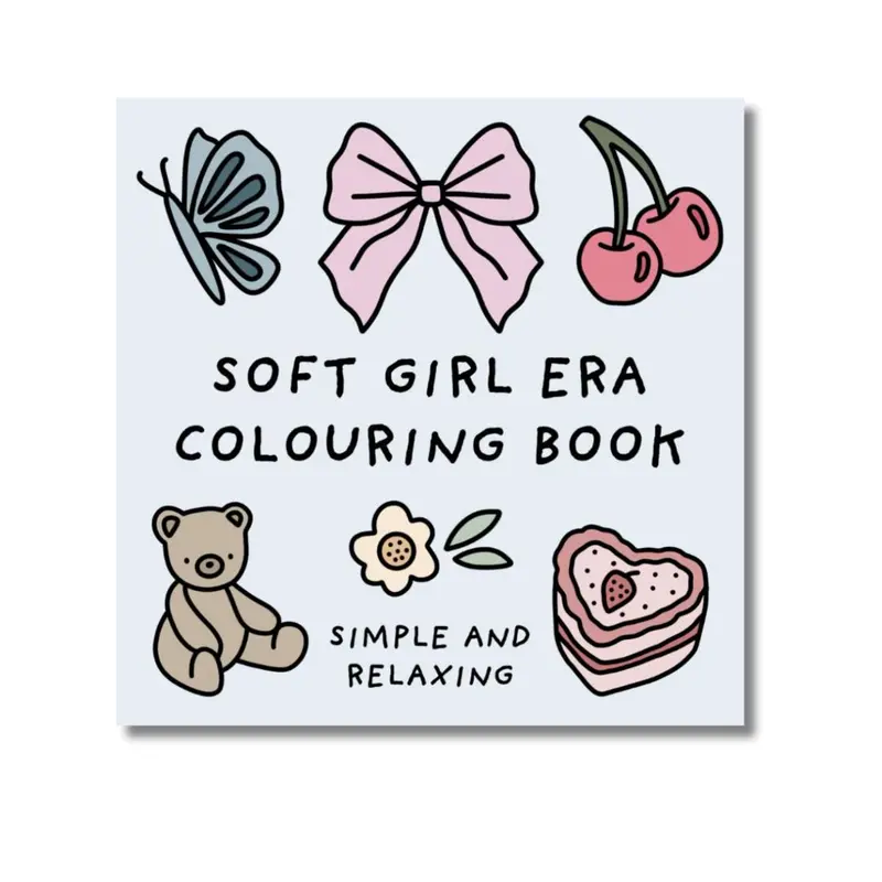 Soft Girl Era English Colouring Book by Mary Hart Design Studio - Bold Designs, Easy Simple Coloring, Mindful Activity for Beginners, Relaxing Stress Relief, Creativity Boost, Gift Option for Girls