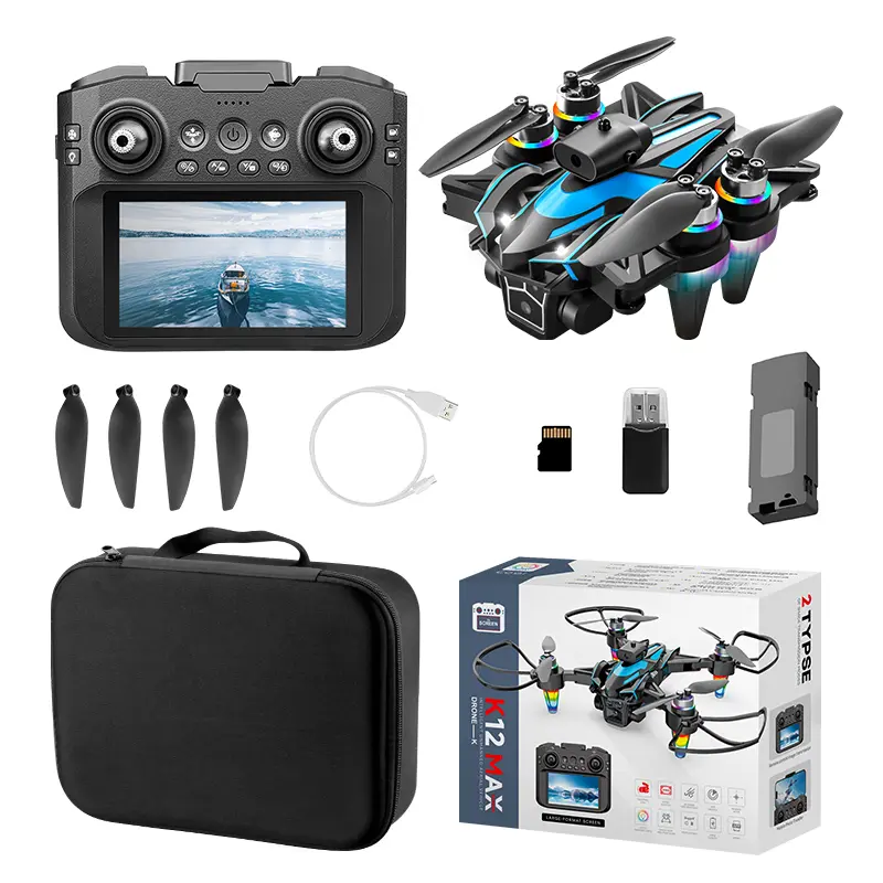 【K12】Quadcopter Brushless Motor Obstacle Avoidance Electric 4K HD Camera Drone with Optical Flow Positioning Remote Control Aircraft
