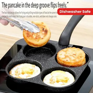 1pc Medical Stone Four-hole Omelette Pot Household Non-stick Flats-bottomed Egg Dumpling Pot Breakfast Egg Burger Frying Pan