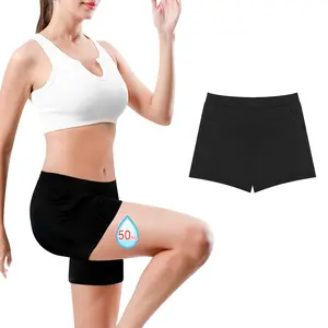 VOXSHE Women's Leakproof Period Underwear, Sporty Boyshort Style with Pockets, 50ml Heavy Flow Protective Panties - Black