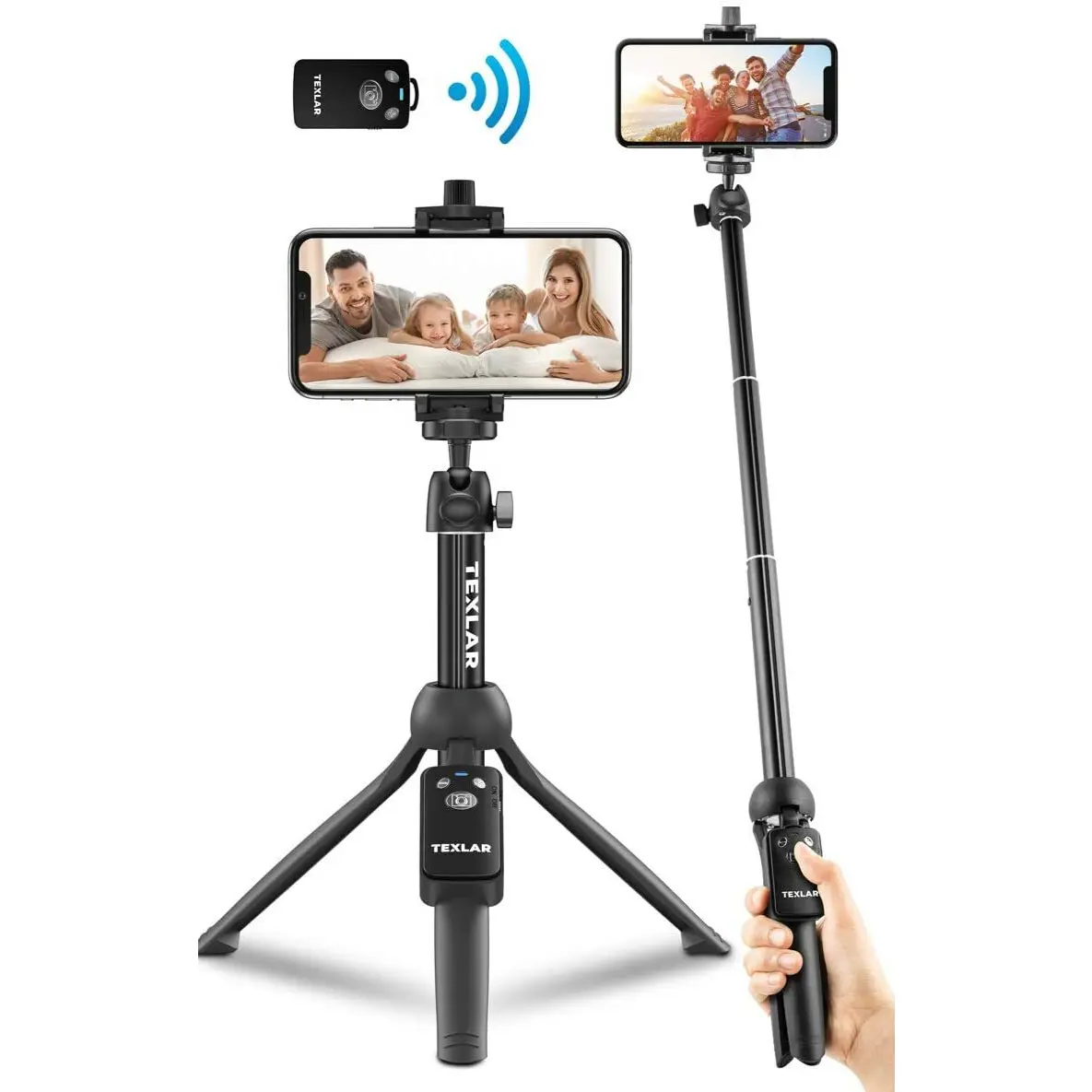 Texlar Selfie Stick Tripod with Remote - for iPhone 17, 16, 15, 14, 13, X & More