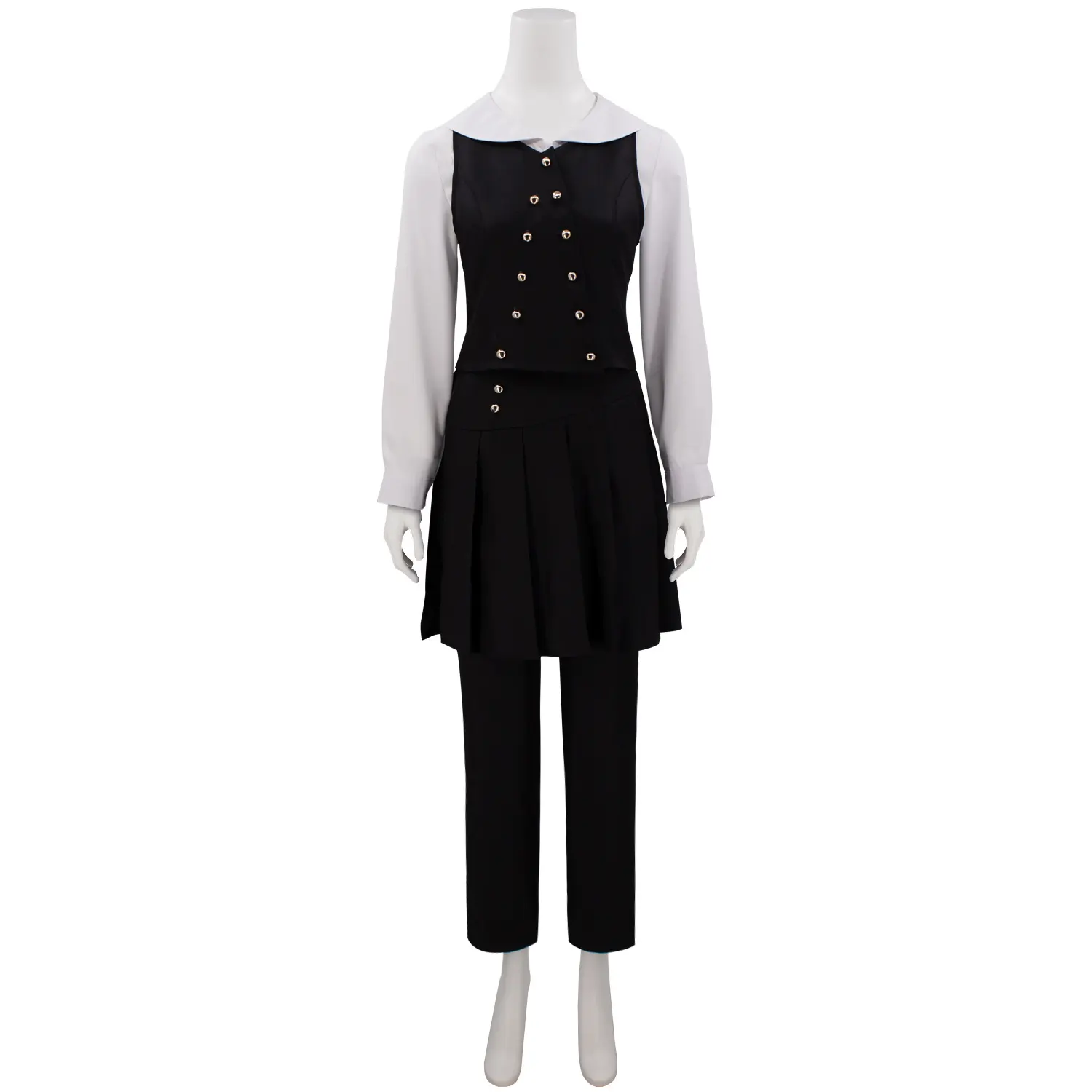Women‘s Elphaba Witch Costume Black Vest Culottes Shirt Set for Halloween
