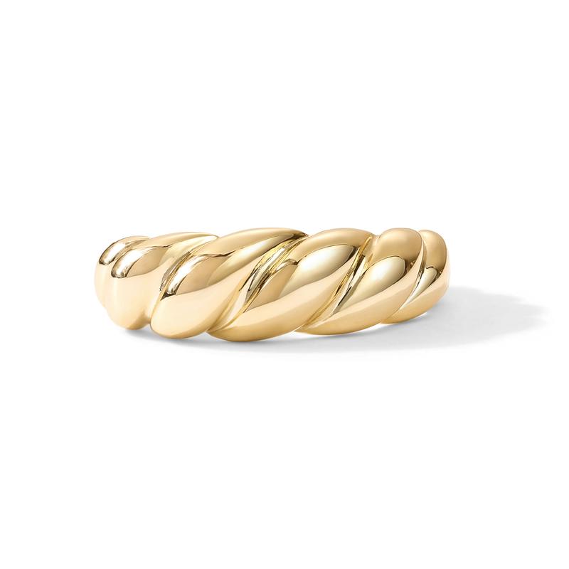 PAVOI 14K Gold Plated Croissant Dome Ring - Twisted Braided Gold Plated Ring - Chunky Signet Ring for Women