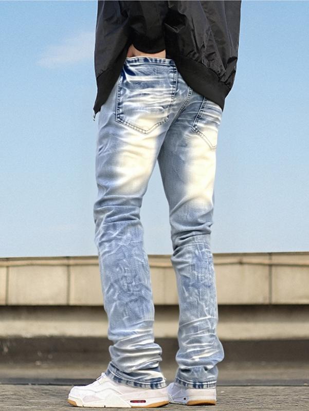 Heavy Distressed Ripped Stacked Jeans for Men Trendy Denim with Torn Details Stacked Fit Comfortable & Stylish japanese  raw  denim holiday  party  outfits dark  wash  jeans slim  fit  baggy vaquero  men levi jaded london  casting bootcut levis  mid  rise