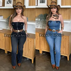 Western Denim Jumpsuit with Overalls and Rippers, Blue Color, Casual Style, Perfect for Western Outfits - Rompers by Royal's Closet - Womenswear