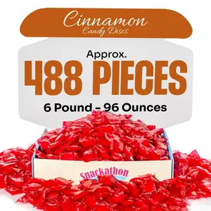 Snackathon Cinnamon Hard Candy Discs 6 lb Individually Wrapped Bonbon Bold Flavor for Bowls Office Treats Parties