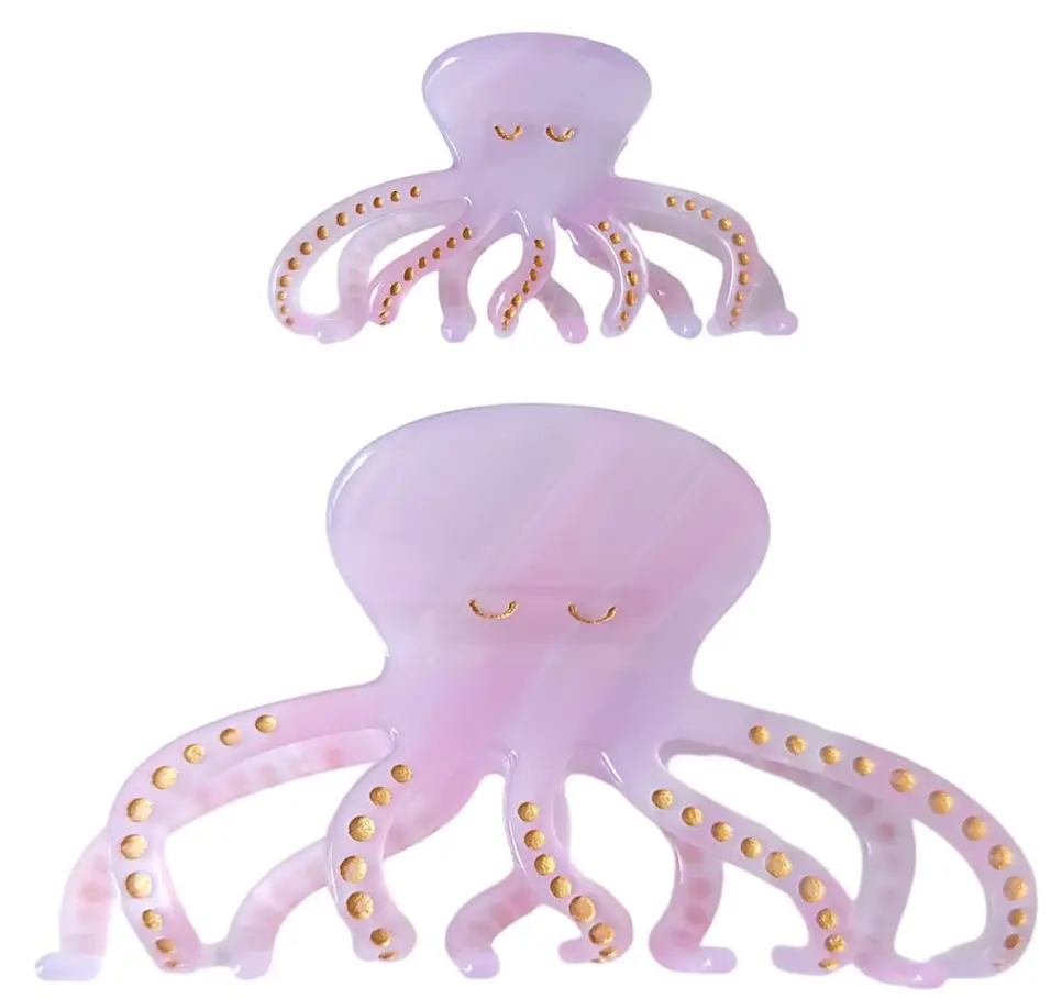 Octopus Claw Clip,Acetate Hair Clips,Small Claw Clips for Women,Pack of 2