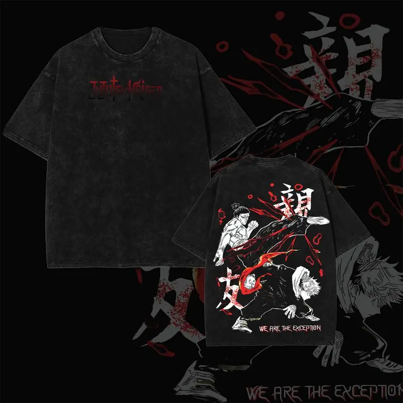 PODTIFY Todo Aoi x Itadori Yuji Jujutsu Kaisen Tee Anime Vintage Unisex Oversize Acid Washed Tees 100% Cotton Tshirt, Streetwear, Gift For Anime Fans, Anime Lover