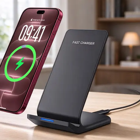 Wireless Charger Stand, 20W Fast Wireless Charging Station, Portable Phone Charger Dock Holder for iPhone Duo 18 17 16 15 14 13, Samsung Galaxy S26 S25 S24 S23 and ALL Wireless-Standard Smartphones