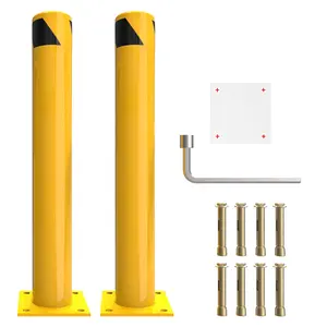 Safety Bollard  36" X 4.5" Steel Bollards Parking For Warehouse Yellow 2pack